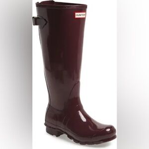 HUNTER Original Gloss Tall PLUM Rain Boots Size 10